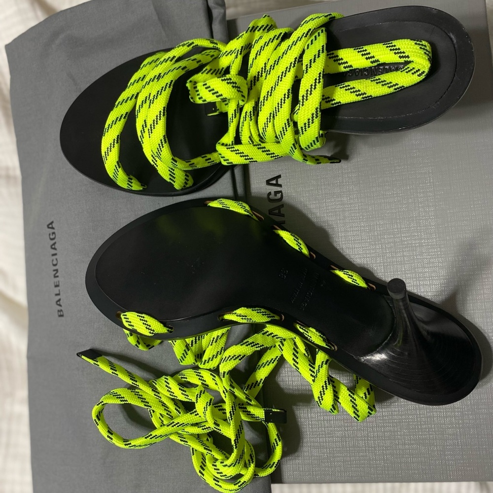 Balenciagia | fluorescent yellow strappy heels - Picture 2 of 3